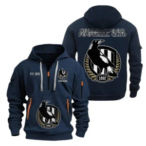 Collingwood Fans Gift Hoodie Half Zipper, All Over Print Hoodie Half Zipper For Sport Fan AFL143071525123 - Navy blue