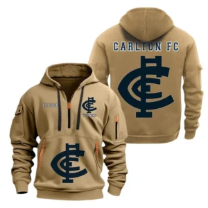 Carlton Fans Gift Hoodie Half Zipper, All Over Print Hoodie Half Zipper For Sport Fan AFL143071525132 - Khaki