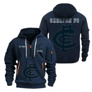 Carlton Fans Gift Hoodie Half Zipper, All Over Print Hoodie Half Zipper For Sport Fan AFL143071525132 - Navy blue