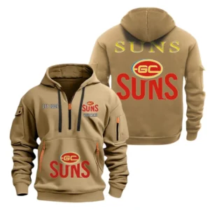 Gold Coast Suns Fans Gift Hoodie Half Zipper, All Over Print Hoodie Half Zipper For Sport Fan AFL143071525140 - Khaki