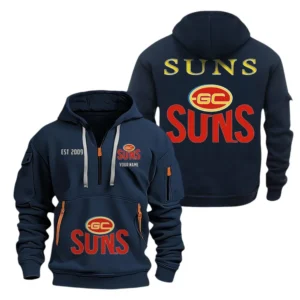 Gold Coast Suns Fans Gift Hoodie Half Zipper, All Over Print Hoodie Half Zipper For Sport Fan AFL143071525140 - Navy blue