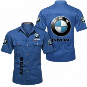 Car Fans Gift Short Sleeved Shirt, Button up Shirt All Over Print For Car Owners, Custom Name CAR392072125777-Cowboy Blue