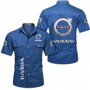 Car Fans Gift Short Sleeved Shirt, Button up Shirt All Over Print For Car Owners, Custom Name CAR392072125779-Cowboy Blue