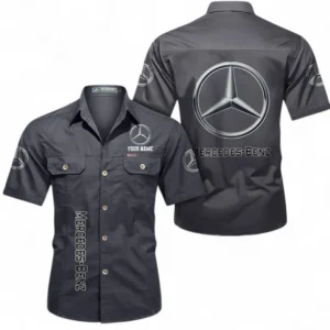 Car Fans Gift Short Sleeved Shirt, Button up Shirt All Over Print For Car Owners, Custom Name CAR392072125781-Gray
