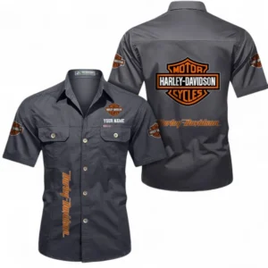 Motorcycle Fans Gift Short Sleeved Shirt, Button up Shirt All Over Print For Car Owners, Custom Name CAR392072125784-Gray