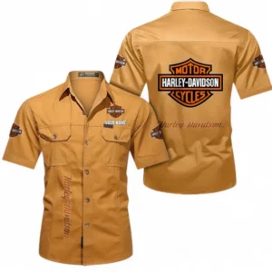 Motorcycle Fans Gift Short Sleeved Shirt, Button up Shirt All Over Print For Car Owners, Custom Name CAR392072125784-Turmeric