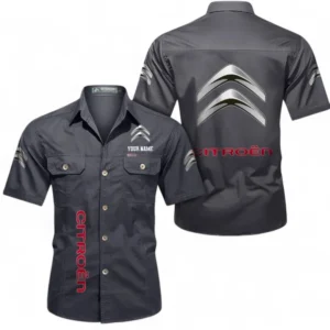 Car Fans Gift Short Sleeved Shirt, Button up Shirt All Over Print For Car Owners, Custom Name CAR392072125787-Gray