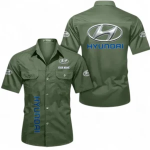 Car Fans Gift Short Sleeved Shirt, Button up Shirt All Over Print For Car Owners, Custom Name CAR392072125788-Army Green