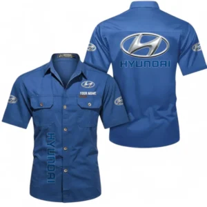 Car Fans Gift Short Sleeved Shirt, Button up Shirt All Over Print For Car Owners, Custom Name CAR392072125788-Cowboy Blue
