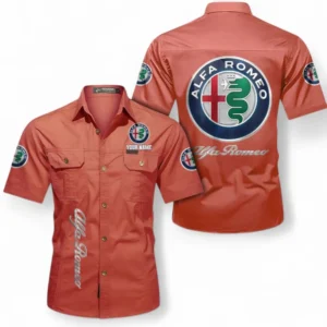 Car Fans Gift Short Sleeved Shirt, Button up Shirt All Over Print For Car Owners, Custom Name CAR392072125790-Red