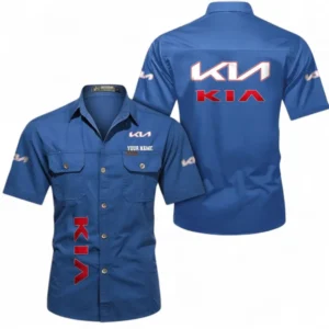 Car Fans Gift Short Sleeved Shirt, Button up Shirt All Over Print For Car Owners, Custom Name CAR392072125792-Cowboy Blue