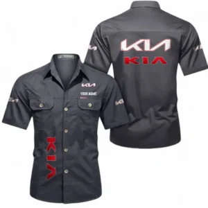 Car Fans Gift Short Sleeved Shirt, Button up Shirt All Over Print For Car Owners, Custom Name CAR392072125792-Gray