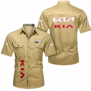 Car Fans Gift Short Sleeved Shirt, Button up Shirt All Over Print For Car Owners, Custom Name CAR392072125792-Khaki
