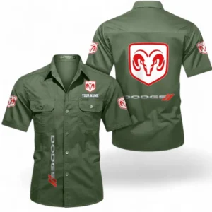 Car Fans Gift Short Sleeved Shirt, Button up Shirt All Over Print For Car Owners, Custom Name CAR392072125793-Army Green