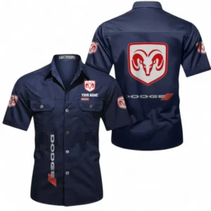 Car Fans Gift Short Sleeved Shirt, Button up Shirt All Over Print For Car Owners, Custom Name CAR392072125793-Dark Blue