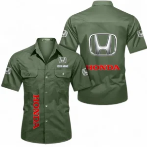 Car Fans Gift Short Sleeved Shirt, Button up Shirt All Over Print For Car Owners, Custom Name CAR392072125795-Army Green