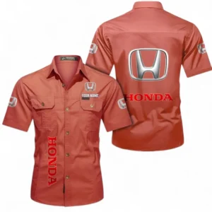 Car Fans Gift Short Sleeved Shirt, Button up Shirt All Over Print For Car Owners, Custom Name CAR392072125795-Red
