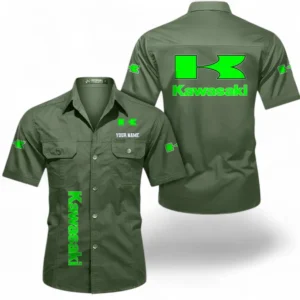 Motorcycle Fans Gift Short Sleeved Shirt, Button up Shirt All Over Print For Car Owners, Custom Name CAR392072125796-Army Green