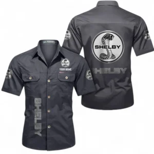 Car Fans Gift Short Sleeved Shirt, Button up Shirt All Over Print For Car Owners, Custom Name CAR392072125798-Gray