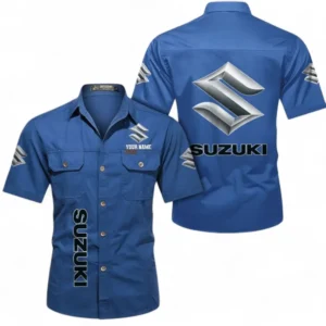Car Fans Gift Short Sleeved Shirt, Button up Shirt All Over Print For Car Owners, Custom Name CAR392072125799-Cowboy Blue