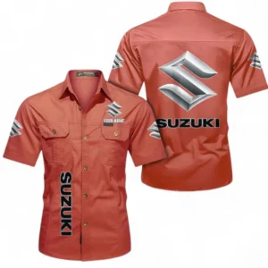 Car Fans Gift Short Sleeved Shirt, Button up Shirt All Over Print For Car Owners, Custom Name CAR392072125799-Red