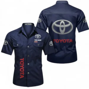 Car Fans Gift Short Sleeved Shirt, Button up Shirt All Over Print For Car Owners, Custom Name CAR392072125800-Dark Blue