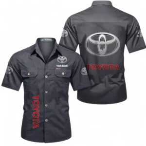 Car Fans Gift Short Sleeved Shirt, Button up Shirt All Over Print For Car Owners, Custom Name CAR392072125800-Gray