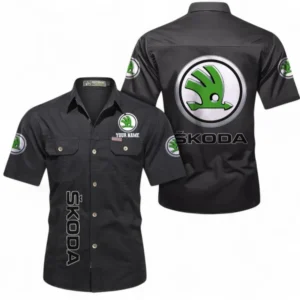 Car Fans Gift Short Sleeved Shirt, Button up Shirt All Over Print For Car Owners, Custom Name CAR392072125801-Black