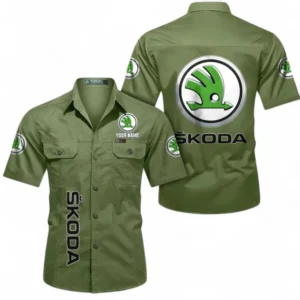 Car Fans Gift Short Sleeved Shirt, Button up Shirt All Over Print For Car Owners, Custom Name CAR392072125801-Fruit Green