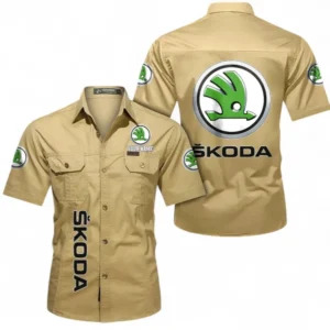 Car Fans Gift Short Sleeved Shirt, Button up Shirt All Over Print For Car Owners, Custom Name CAR392072125801-Khaki
