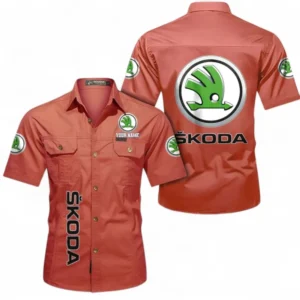 Car Fans Gift Short Sleeved Shirt, Button up Shirt All Over Print For Car Owners, Custom Name CAR392072125801-Red