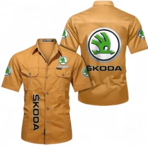 Car Fans Gift Short Sleeved Shirt, Button up Shirt All Over Print For Car Owners, Custom Name CAR392072125801-Turmeric
