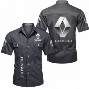 Car Fans Gift Short Sleeved Shirt, Button up Shirt All Over Print For Car Owners, Custom Name CAR392072125803-Gray
