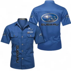 Car Fans Gift Short Sleeved Shirt, Button up Shirt All Over Print For Car Owners, Custom Name CAR392072125804-Cowboy Blue