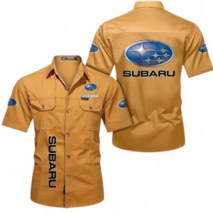 Car Fans Gift Short Sleeved Shirt, Button up Shirt All Over Print For Car Owners, Custom Name CAR392072125804-Turmeric