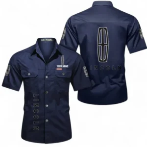 Car Fans Gift Short Sleeved Shirt, Button up Shirt All Over Print For Car Owners, Custom Name CAR392072125807-Dark Blue