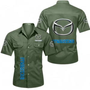 Car Fans Gift Short Sleeved Shirt, Button up Shirt All Over Print For Car Owners, Custom Name CAR392072125808-Army Green