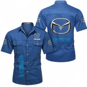 Car Fans Gift Short Sleeved Shirt, Button up Shirt All Over Print For Car Owners, Custom Name CAR392072125808-Cowboy Blue