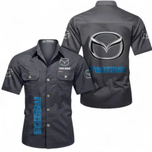 Car Fans Gift Short Sleeved Shirt, Button up Shirt All Over Print For Car Owners, Custom Name CAR392072125808-Gray