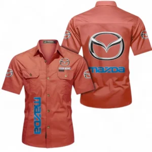 Car Fans Gift Short Sleeved Shirt, Button up Shirt All Over Print For Car Owners, Custom Name CAR392072125808-Red