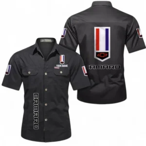 Car Fans Gift Short Sleeved Shirt, Button up Shirt All Over Print For Car Owners, Custom Name CAR392072125817-Black