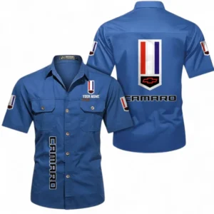 Car Fans Gift Short Sleeved Shirt, Button up Shirt All Over Print For Car Owners, Custom Name CAR392072125817-Cowboy Blue