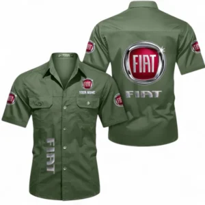 Car Fans Gift Short Sleeved Shirt, Button up Shirt All Over Print For Car Owners, Custom Name CAR392072125818-Army Green