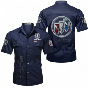 Car Fans Gift Short Sleeved Shirt, Button up Shirt All Over Print For Car Owners, Custom Name CAR392072125819-Dark Blue