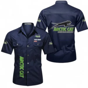 Motorcycles Fans Gift Short Sleeved Shirt, Button up Shirt All Over Print For Car Owners, Custom Name CAR392072125823-Dark Blue