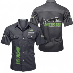 Motorcycles Fans Gift Short Sleeved Shirt, Button up Shirt All Over Print For Car Owners, Custom Name CAR392072125823-Gray