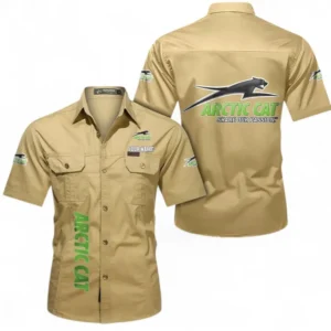 Motorcycles Fans Gift Short Sleeved Shirt, Button up Shirt All Over Print For Car Owners, Custom Name CAR392072125823-Khaki