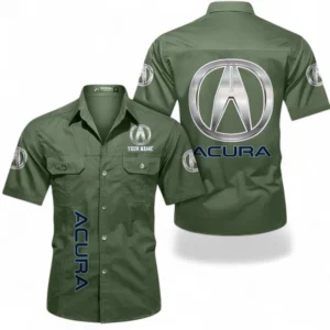 Car Fans Gift Short Sleeved Shirt, Button up Shirt All Over Print For Car Owners, Custom Name CAR392072125827-Army Green