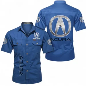 Car Fans Gift Short Sleeved Shirt, Button up Shirt All Over Print For Car Owners, Custom Name CAR392072125827-Cowboy Blue