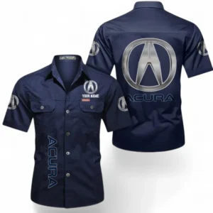 Car Fans Gift Short Sleeved Shirt, Button up Shirt All Over Print For Car Owners, Custom Name CAR392072125827-Dark Blue